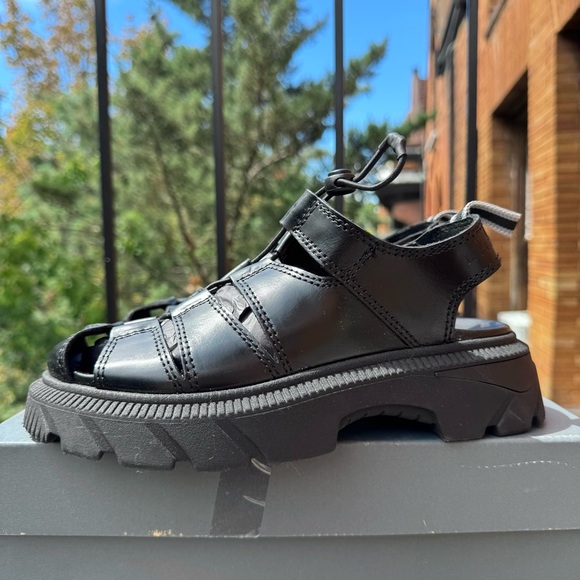 New Miista E8 Eunice Black Leather Platform Sandals Shoes Size US 7.5 / EU 38 - Picture 6 of 14